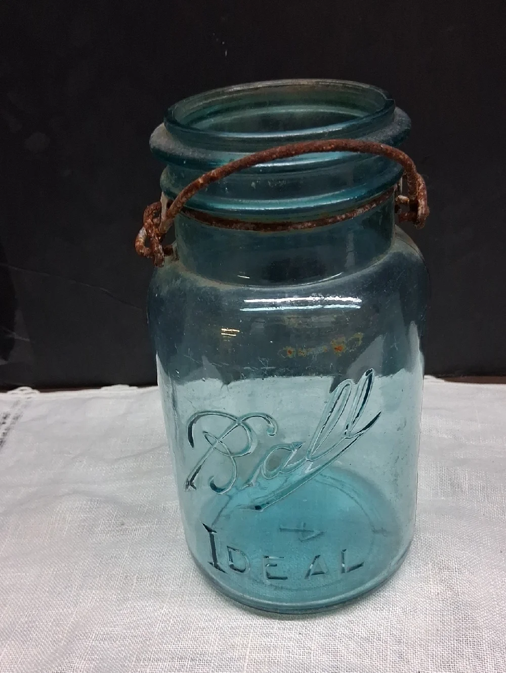 (A)Vintage‎ Ball Ideal aqua blue glass canning jars with wire bail closures(3)